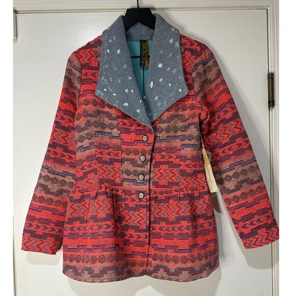 Arrata Silent Journey Blazer Jacket Pink Size Small NWT Embroidered Peplum - Picture 1 of 16